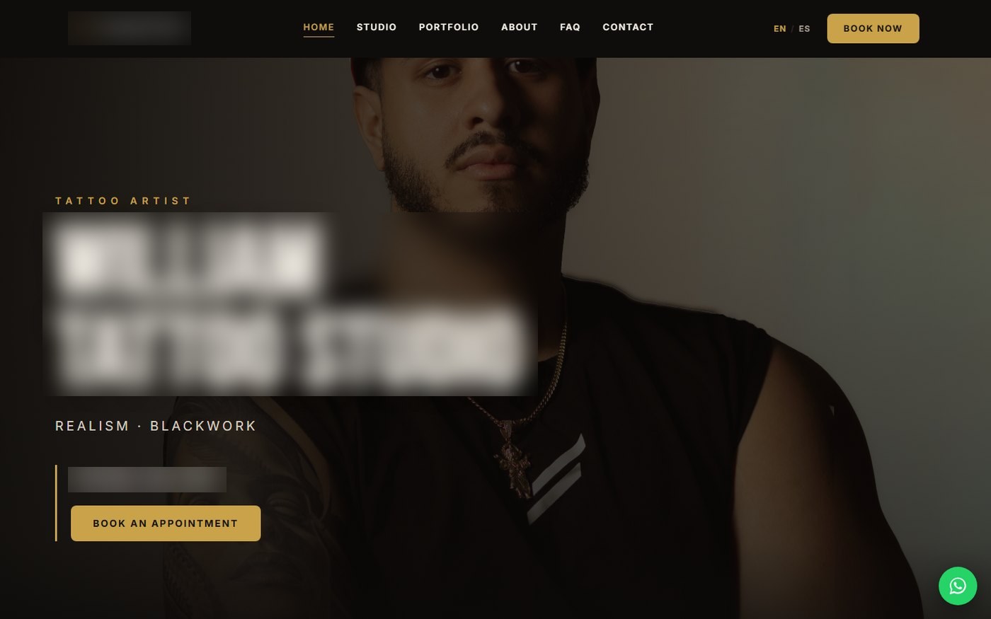 Sitio web para estudio de tatuajes